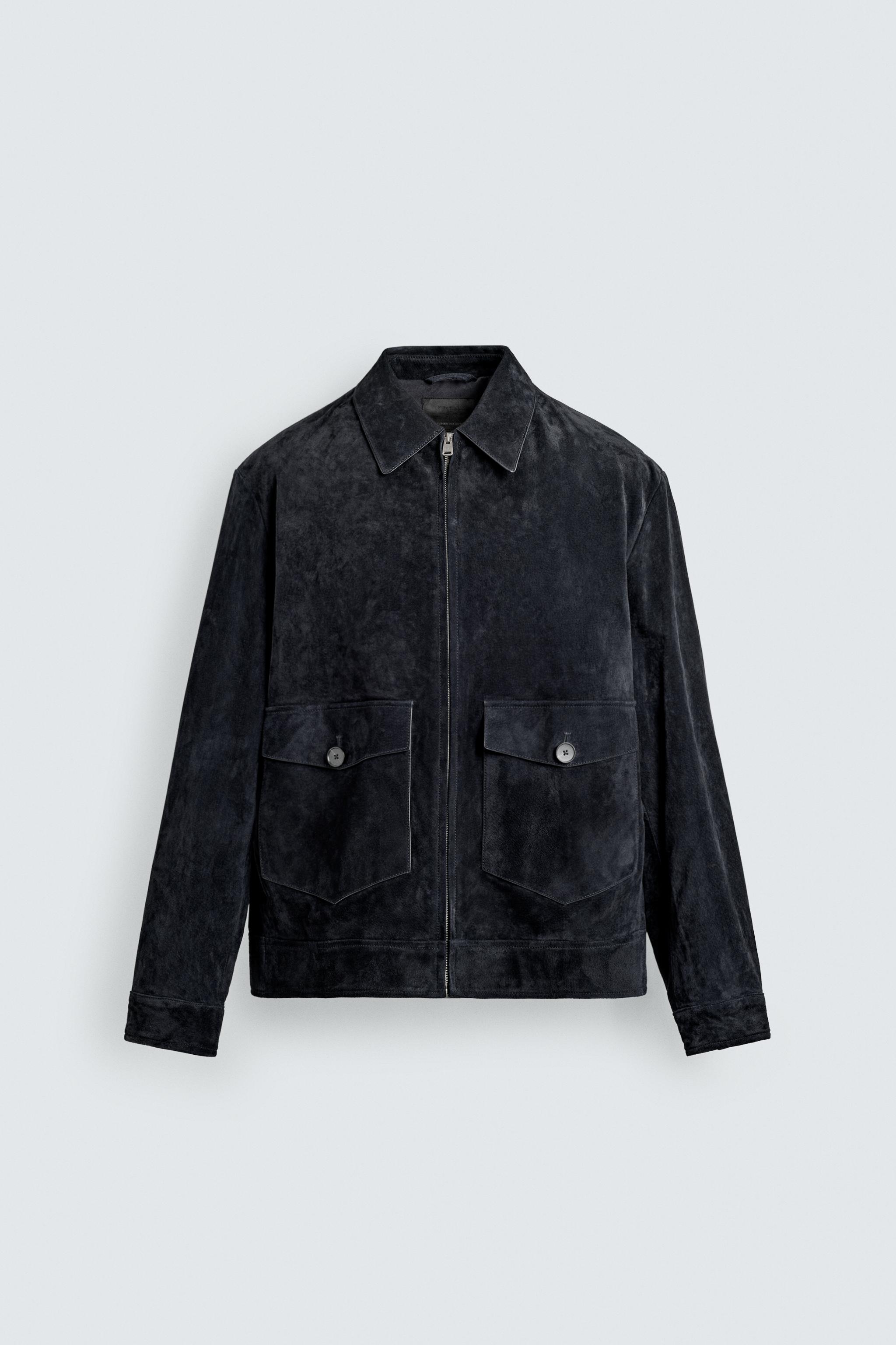 BLOUSON EN CUIR DAIM REGULAR FIT